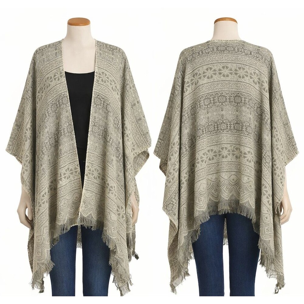 Signature Collection Wrap Scarf Gray 70" x 26" Geometric Design Soft Cozy